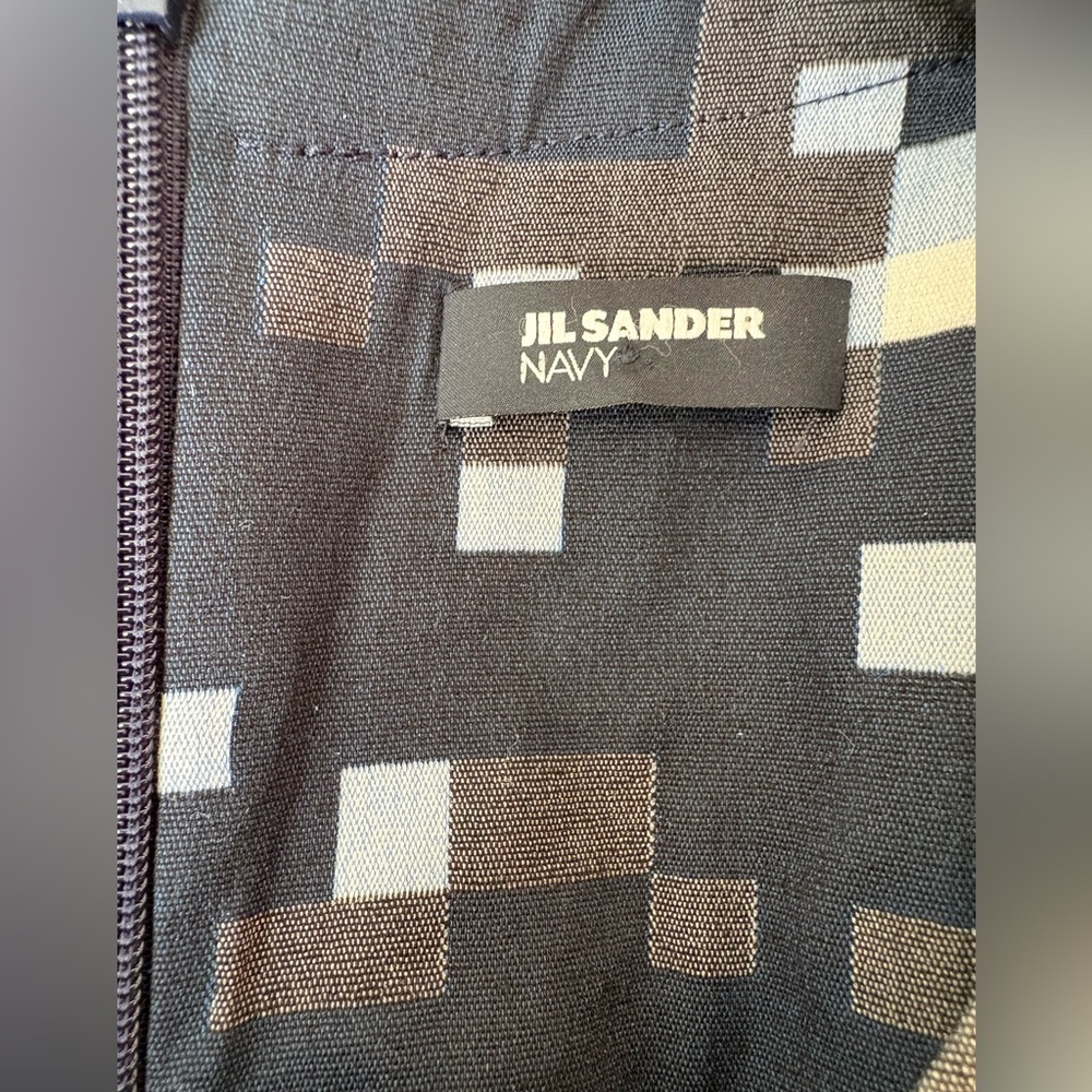 Jil Sander Navy Geo Print Midi Dress 2 EUC - Picture 8 of 9